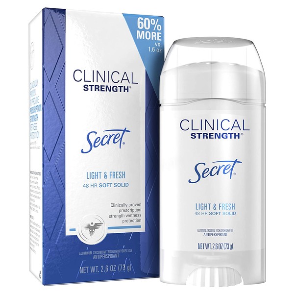 Secret Antiperspirant Clinical Strength Deodorant for Women, Soft Solid, Light and Fresh, 2.6 oz