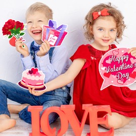 Valentine's Day Photo Booth Props - 1 Pcs Large Size Valentines Photo Props Frame and 23 Pcs Happy Lovers Selfie Photo Booth Props for Valentines Day Party Decorations Favors Supplies
