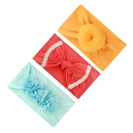 Baluue 3pcs Delicate Boys and Girls Headbands Set Adorable Doughnut Bowknot and Chiffon Flower Hair Accessories for Girls Comfortable Wear for Occasion