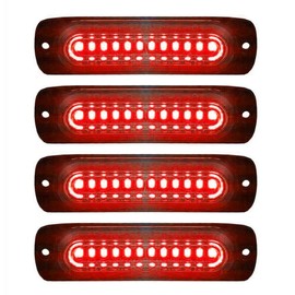 4Pcs Ultra Thin 12LED Emergency Strobe Lights Universal Surface Mount 12-24V Emergency Warning Hazard Beacon Flash Caution Light Bar for Car ATVs Truck