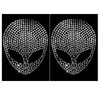2 pcs Bling Alien Silver Rhinestone Iron On 3" Height