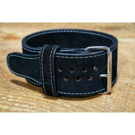 Pioneer Cut Suede 1 prong 10mm x 4 inch Powerlifting Belt - Double Black Suede - L