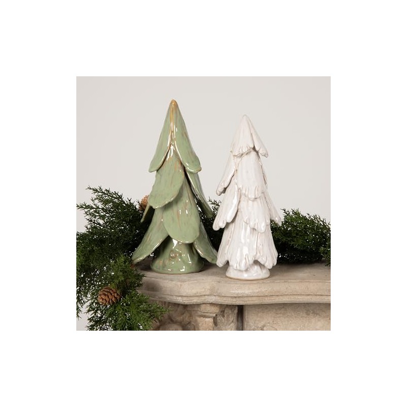 Creative Co-Op Handmade Stoneware Tree, Mint, Reactive Glaze Finish