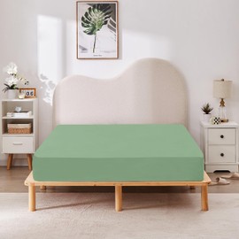 HBHLFZ Twin XL Fitted Sheet Only, 16” Deep Pockets - Soft Breathable Brushed Microfiber - All Around Bottom Stretch Fit, Wrinkle Resistant, Colorfast, Twin XL Size Bed Sheets, Green