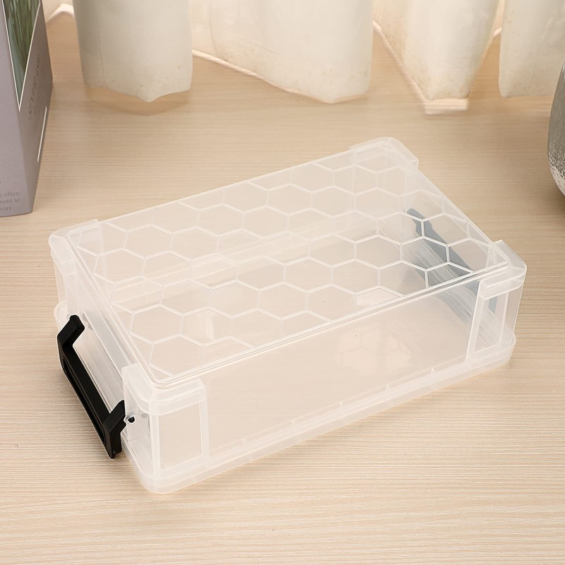 BTSKY Set of 4 Stackable Transparent Pen Boxes, Office Supplies