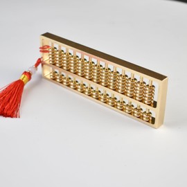 Brass Mini Abacus, Copper Decoration, Chinese Calculator Math Tool for Kids Adults, Gold (09-2)