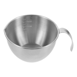 Luxshiny Stainless Steel Mixing Bowl with Handle and Pour Spout, 600ml Metal Measuring Cup Creamer Coffee Pitcher Salad Nesting Bowls with Scale for Baking Milk
