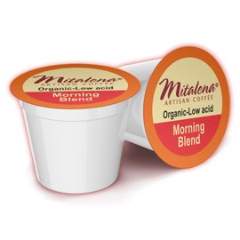 Mitalena Morning Blend Low Acid Coffee Pods - Medium Roast Organic Coffee for Keurig K-cup Coffee Maker - Enjoy Small Batch Artisan Coffee, Avoid Heartburn and Acid Reflux - 12 cups