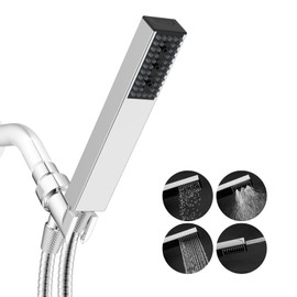 Hibbent Upgraded All Metal 4 Spray Handheld Showerhead Set, High Pressure Stainless Steel Shower Head with 360° Swivel Solid Brass Holder & Bracket, 71" Stainless Steel Hose, Chrome