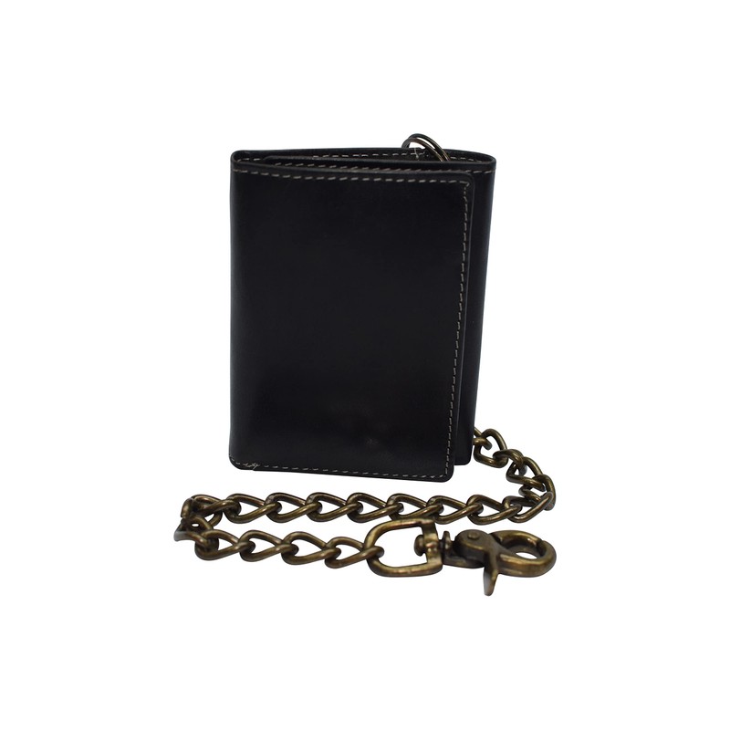 CAZORO RFID Blocking Men's Tri-fold Vintage Biker Vintage Buffalo Leather
