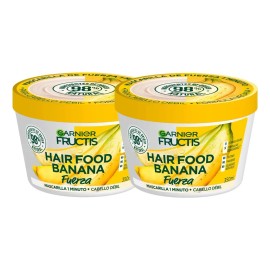 Kit Garnier Fructis Hair Food Banana 2 pack de mascarilla para Fuerza en tu cabello, Ideal Para el Cabello Débil, Crema Para Peinar.