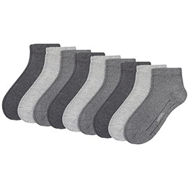 Camano 9 Pairs of Quarter Socks Unisex 3023 Ca-Soft without Rubber Print for Men and Women Sneaker Stockings, grey melange