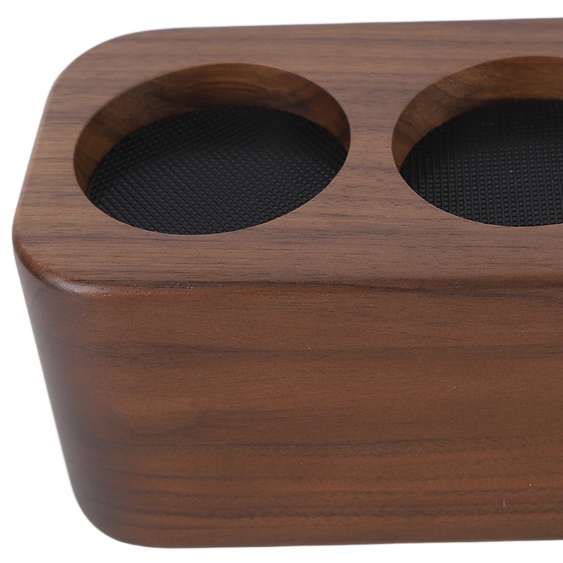 Coffee Tamper Holder 3 Holes Walnut Wood Prevent Slip Stable