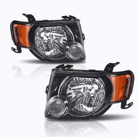 Headlight Assembly Compatible With 2008 2009 2010 2011 2012 Ford Escape Driver Side And Passenger Side Black Housing
