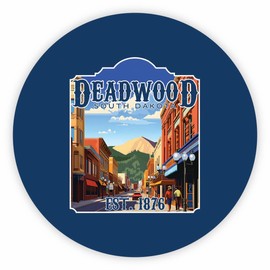 Deadwood South Dakota Wild West Design Souvenir Round Fridge Magnet 4-Inch