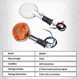 AWSZH Universal Motorcycle Rear Turn Signal Indicator Light Compatible with Yamaha XV250 V Star 250 2008-2014 V Star 650 1998-2004 XV1100 V Star 1100 Virago 1000 XV 535 Virago 535 XJ700X XJ750