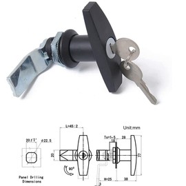 Gigicloud 1 Pair T-Handle Lock Kit Zinc Alloy T-Handle Door Lock Garage Cabinet Lock Kit for Truck Cabinet Garage Door Lock Shed Door Lock for Rv Trailers