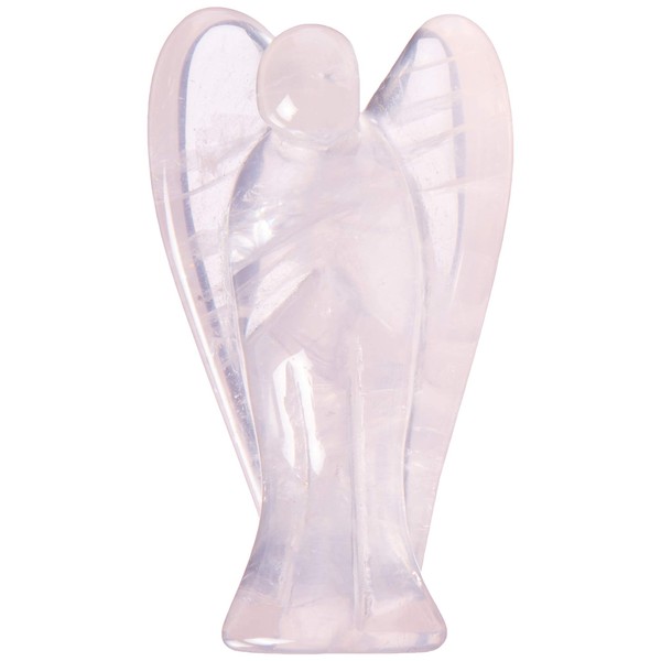 Earth Therapy Pocket Guardian Angel with Serenity Prayer Card - Pink Healing Stone Figurine - Rose Quartz