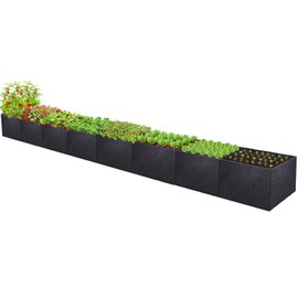 POILKMNI 16x2x1ft Fabric Raised Garden Bed - Outdoor Planter Box Non-Woven Fabric Patio Planting Bed Garden Grow Bed Bag for Growing Herbs, Flowers and Vegetables