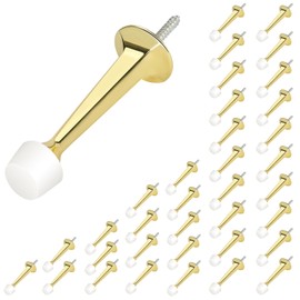 HOMOTEK 36 Pack Heavy Duty Solid Rigid Door Stop with Soft Rubber Tip, Zinc Die Cast Door Stopper Protect Wall & Door,Gold