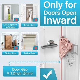 Metal Portable Door Lock for Travel Hotel Room Safety - Hotel Door Locks for Travelers Security, Extra Door Lock from Inside, Apartment Room Security Latches & Bolts Travel Essentials,Pink