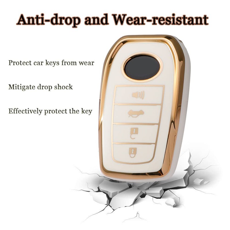 ontto 4-button Key Fob Cover with Keychain Compatible with Toyota