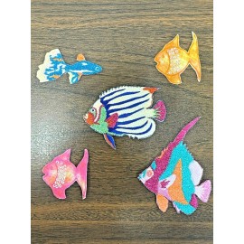 Unbranded LOT OF 5 BEAUTIFUL & COLORFUL TROPICAL FISH IRON ON SEW ON PATCHES DIY