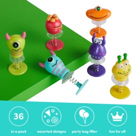 THE TWIDDLERS - 36 Monster Spring Jump Up Pop Up Toys for Kids, 6cm - Birthday Party Favours, Goody Bag Fillers and Toy Gift Set, Classroom Prizes