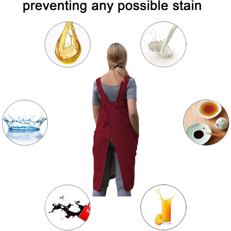 Stomeshle Japanese Aprons Plus Size Smock for Women with Pockets