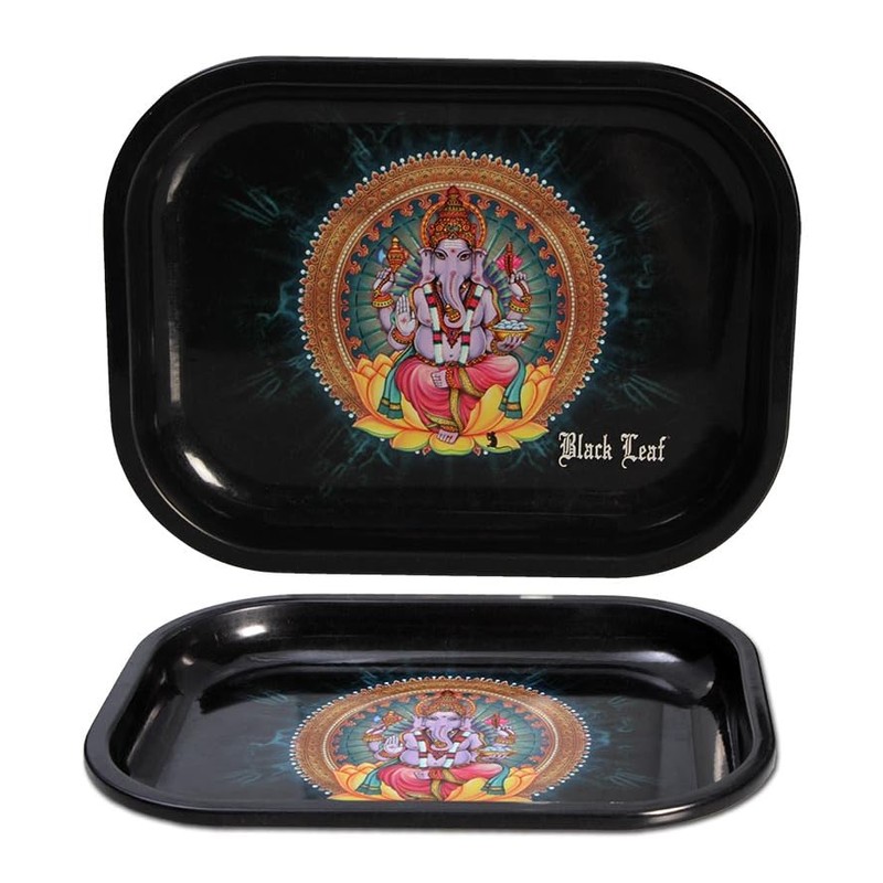 Black Leaf Rolling Tray 'Ganesha' S