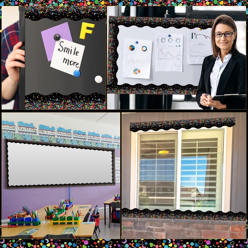 Capoda 24 Pcs Confetti Magnetic Borders for Bulletin Board Classroom