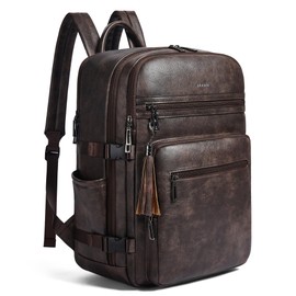 Shrrie Laptop Backpack for Women,Vegan Leather Backpack Work Computer Backpacks fits 16" Laptop,Water Resistant Teacher Nurse Casual Daypack for Weekender Camping Travel,Two-toned Coffee