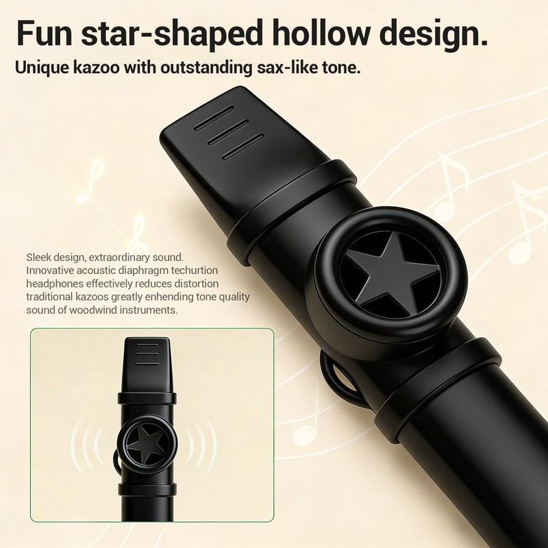 Professional Kazoo for Adults, Premium ABS Musical Instrument, Adjustable Tone,