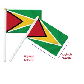 10 PCS Guyana Handheld Small Flag, Guyanese Hand held Mini Decor Decoration Banner