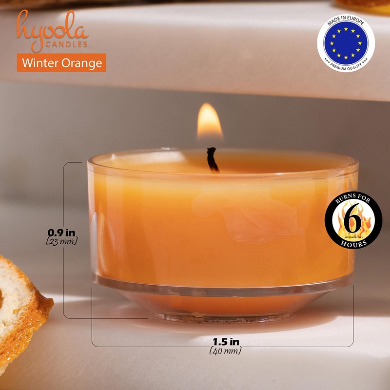 HYOOLA Scented Tealight Candles - Clear Cup - Winter Orange