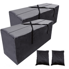 EASYMALL Outdoor Cushion Storage Bags 2 Pcs, 68 Inch Waterproof Outdoor Patio Cushion Storage Bag with Metal Zipper, Pillow Storage Bag with Padded Handles - 2Pack