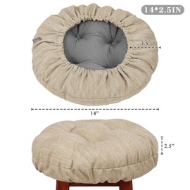 baibu Set of 2 Stool Covers Round, Super Soft Round Bar Stool Cushion Covers Seat Cushion - 2 Cushions Only (Beige, 14" (35 cm))