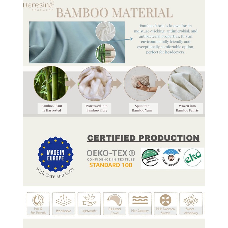 Deresina Harmony Volume Headwear Bamboo Chemo Hat for Women, Powder