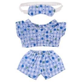 Plush Doll Clothes Set, 3-Piece Blue Pajamas Accessories Include Pajamas, Sleep Pants & Eye Masks, Cute Toy Clothes for 6.7in Doll, Only Include Outfit