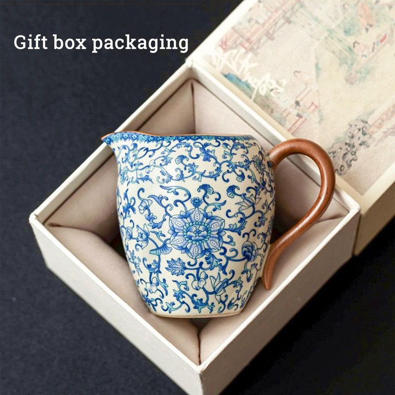 CmengAo Floral Ceramic Tea Pitcher - Classic Blue and White