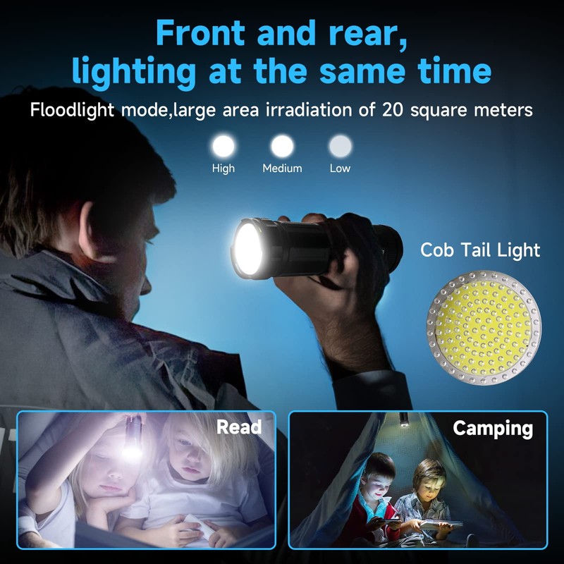 Rechargeable Flashlights High Lumens, 3000 Lumens Super Bright Led Tactical
