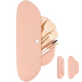 DUcare Travel Makeup Brush Holder 1PC Portable Make Up Brush Organizer Cosmetic Travel Case, Silicone Waterproof Makeup Brush Bag