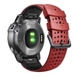 NotoCity for Garmin Fenix 5X Fenix 7X Sport Silicone Watch Band 26mm Replacement Strap for Fenix 6X/6X Pro/5X Plus/Tactix 7 Pro/Enduro 2/Fenix 3/Descent Mk2 (Red-Black)