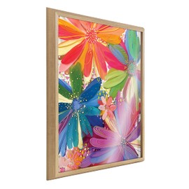 Kate and Laurel Blake Flowers on Glass Framed Printed Acrylic Wall Art by Jessi Raulet of Ettavee, 24x32 Natural, Chic Vibrant Floral Art for Wall