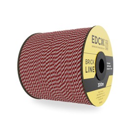 EdcX Mason's Line Diameter 1.7 mm, 50 m, 100 m and 300 m, Nylon, Brick Line, Construction Cord, Gardening, Mason's Cord, Tear-Resistant, Weatherproof Power Cable with Low Stretch (White + Red, 300 m)