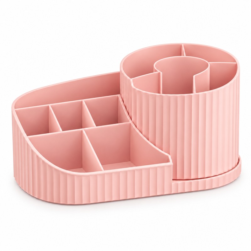 360° Rotating Makeup Organizer for Vanity – Multi-Compartment Cosmetic Storage