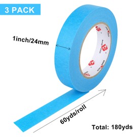 BOMEI PACK Cinta de pintor 0,94 pulgadas x 60 yardas, 3 rollos Cinta de pintor amarillo de alta calidad para pintar, manualidades y bricolaje (Azul claro)