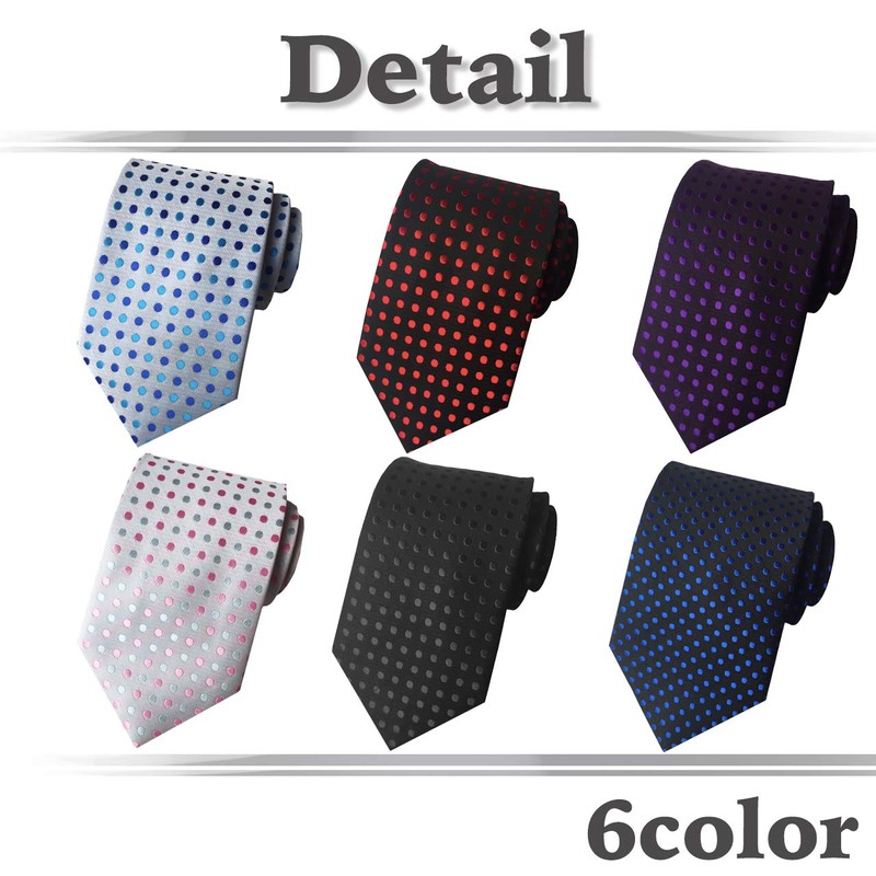 WHITE FANG NC022 Men's Necktie, Polka Dot, Solid Suit, Business,