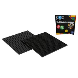CMC imports 2 x Modular Building Plate Base Plate – Double-Sided Building Compatible Black 20 x 20 Nubs Plate Base Column Clamping Blocks Building Blocks City