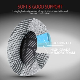 Krone Kalpasmos Kühl-Gel Professionelle Bose Kopfhörer-Ohrpolster,passend für Bose QuietComfort 35 ii/QC35/QC25/QC2/QC15/Ae2/Ae2i/Ae2w /SoundTrue und SoundLink - Grau gemustertes Gewebe(Schwarz)